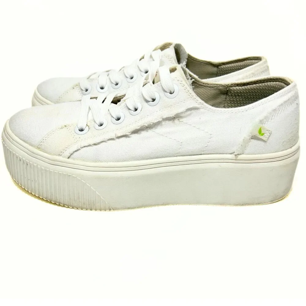 Dr. Scholl's Women's White Canvas Platform Lace-Up Sneakers Size 8.5 M